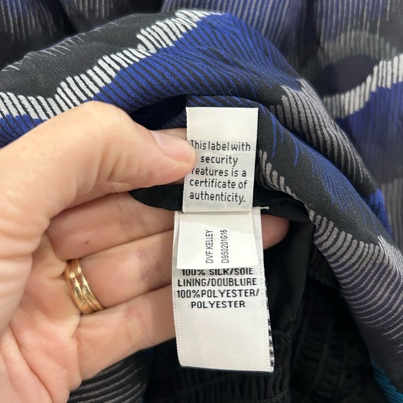 Diane Von Furstenberg Women's Sz 0 Kelley Smocked Chiffon Silk Peacock Dress DVF - Picture 12 of 14